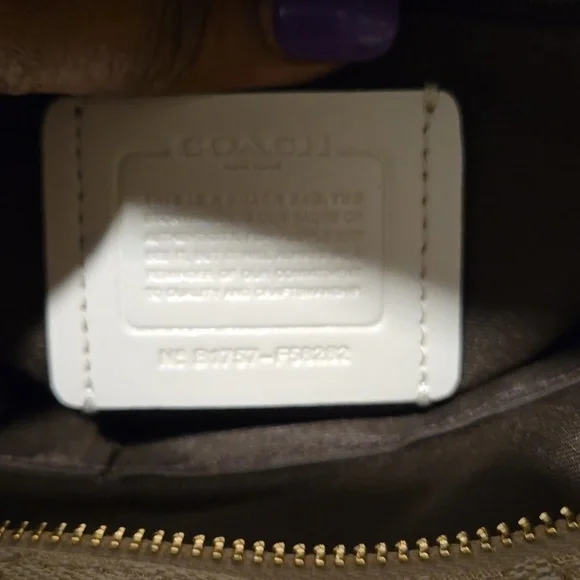 Coach F58282 Outline Signature Zip Top Cream Tote Bag - Picture 10 of 13